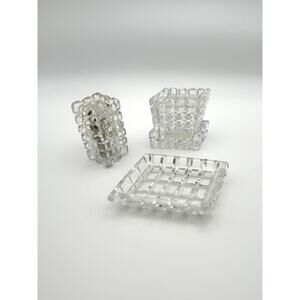 Strikalite Table Lighter Set Art Deco Cubist Ashtray & Cigarette Holder 3 piece